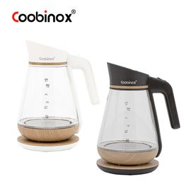 Coobinox® 1.5L Classic Glass Electric Kettle (CX-208T) - Wood Accent Design with Stainless Steel Filter & Fast Boiling
